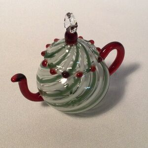 Teapot Blown Glass Christmas Ornament by James F. Byrnes 3 x 3 1/2 Inches